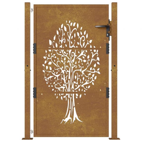 Gartentor 105x130 cm Cortenstahl Baum-Design