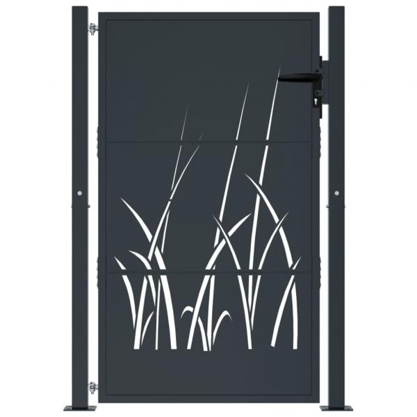 Gartentor Anthrazit 105x155 cm Stahl Gras-Design