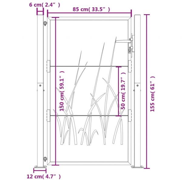 Gartentor Anthrazit 105x155 cm Stahl Gras-Design