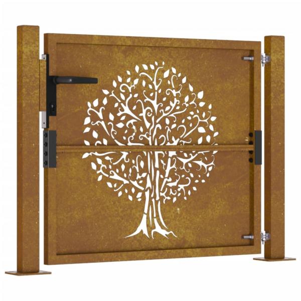 Gartentor 105x80 cm Cortenstahl Baum-Design