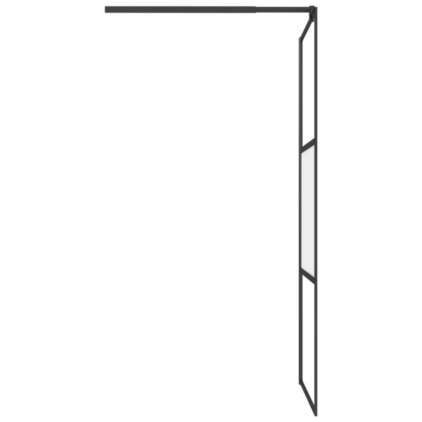 Duschwand mit Ablage für Walk-In-Dusche Schwarz 90x195 cm ESG