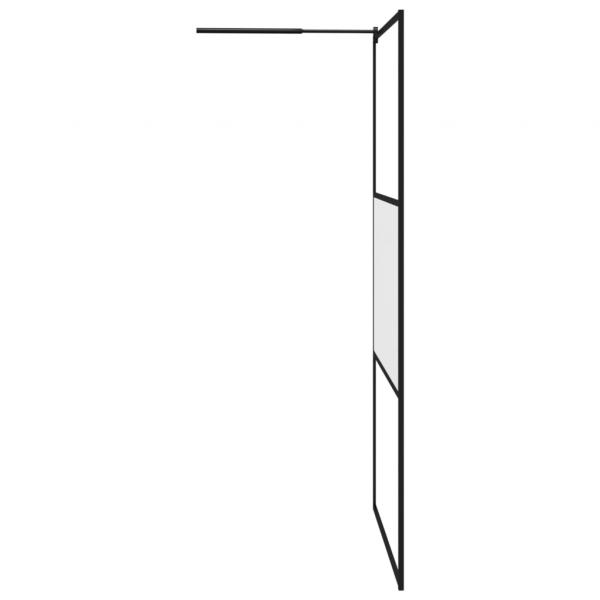 Duschwand mit Ablage für Walk-In-Dusche Schwarz 115x195 cm ESG