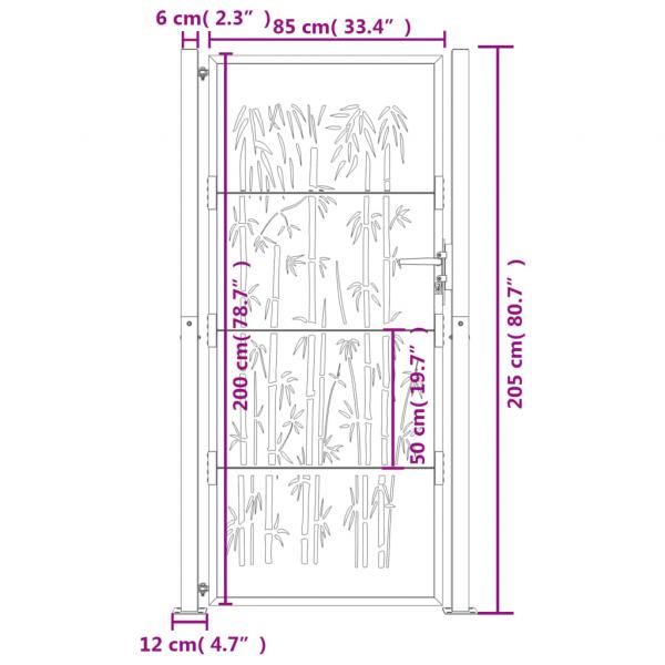 Gartentor Anthrazit 105x205 cm Stahl Bambus-Design