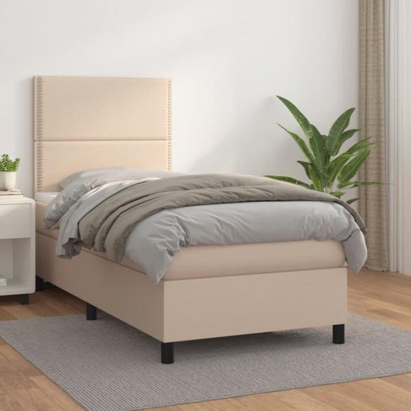 ARDEBO.de - Boxspringbett Matratze Cappuccino-Braun 100x200cm Kunstleder