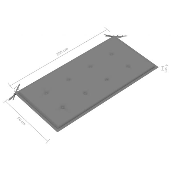 Gartenbank mit Grauer Auflage 112 cm Massivholz Teak 