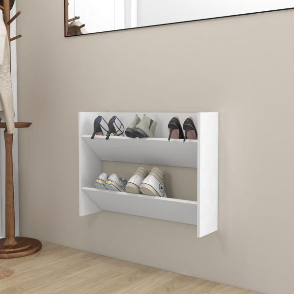 ARDEBO.de - Wand-Schuhschrank Weiß 80x18x60 cm Holzwerkstoff