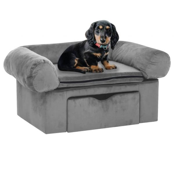 ARDEBO.de - Hundesofa mit Schublade Grau 75x50x38 cm Plüsch