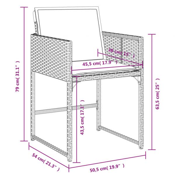 9-tlg. Garten-Essgruppe mit Kissen Schwarz Poly Rattan