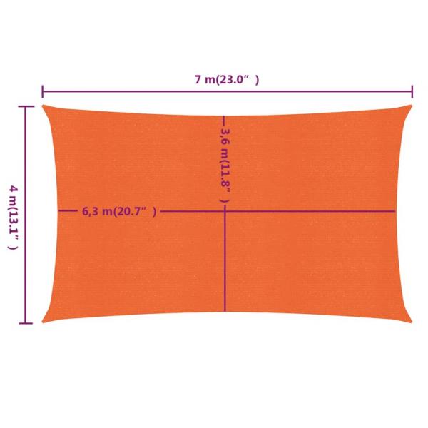 Sonnensegel 160 g/m² Rechteckig Orange 4x7 m HDPE