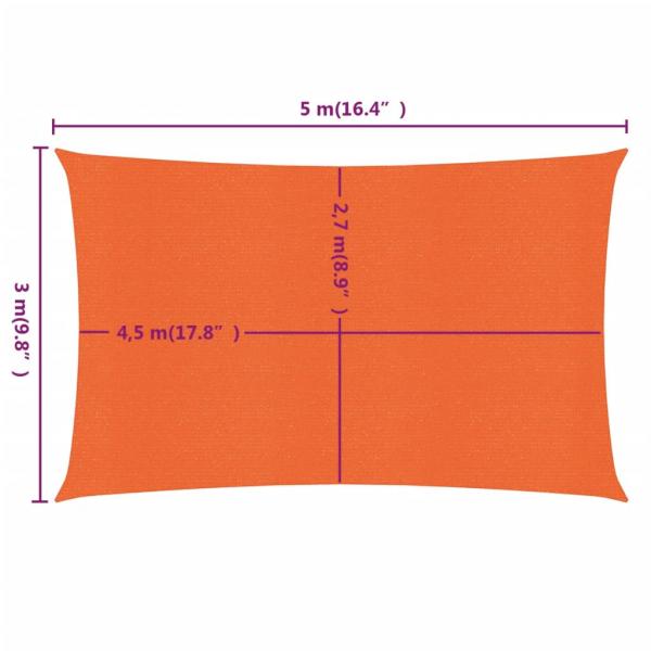 Sonnensegel 160 g/m² Rechteckig Orange 3x5 m HDPE