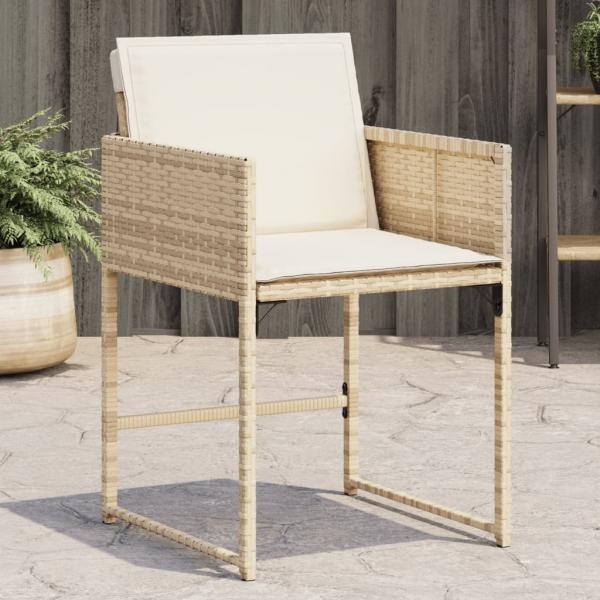 ARDEBO.de - Gartenstühle mit Kissen 4 Stk. Beige Poly Rattan