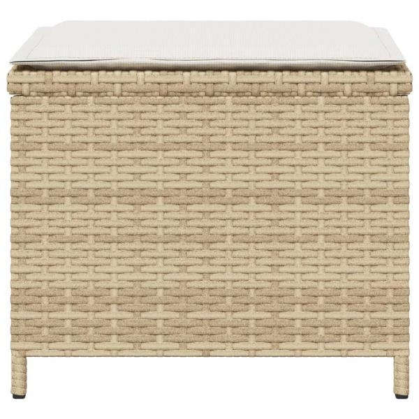 Gartenhocker mit Kissen 4 Stk. Beige 40x40x35 cm Poly Rattan