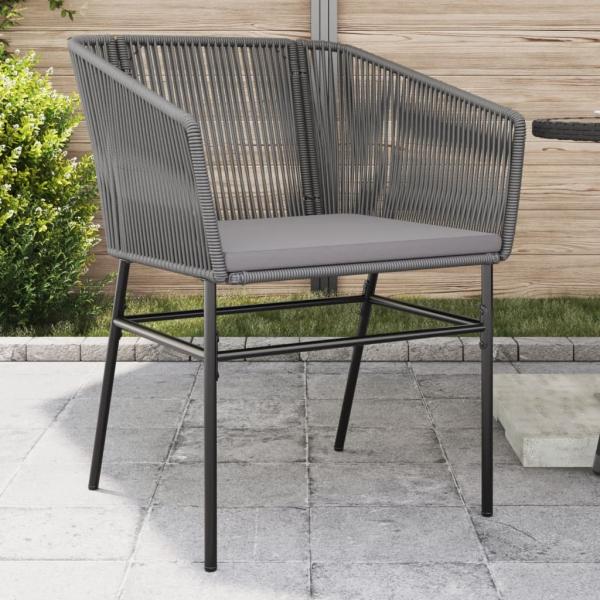 ARDEBO.de - Gartenstühle 2 Stk. mit Kissen Grau Poly Rattan