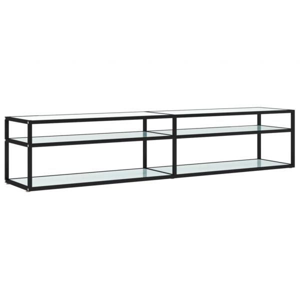 TV-Schrank Weiß Marmor-Optik 200x40x40,5 cm Hartglas