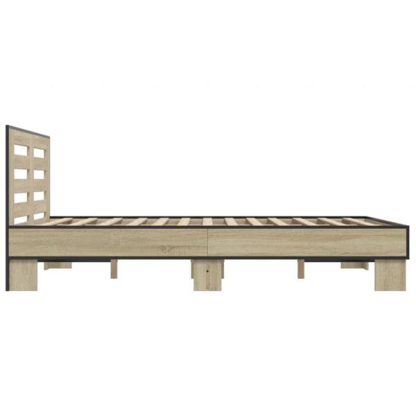 Bettgestell Sonoma-Eiche 140x190 cm Holzwerkstoff und Metall