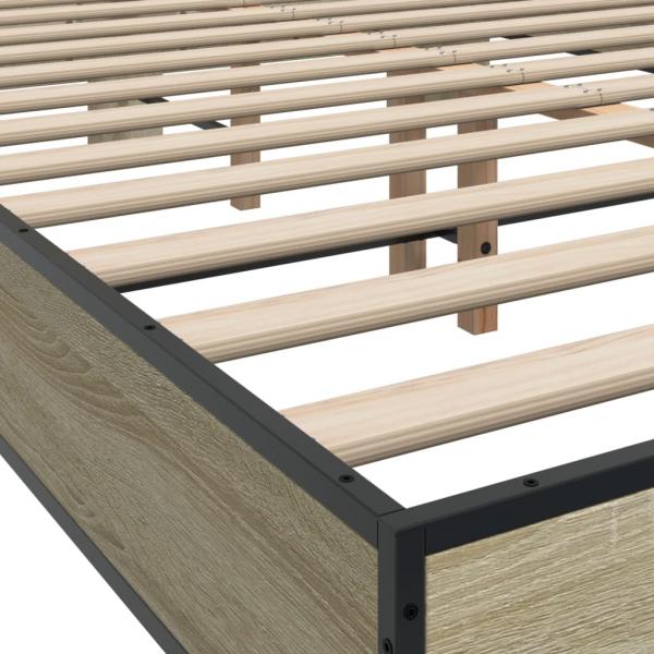 Bettgestell Sonoma-Eiche 120x190 cm Holzwerkstoff und Metall