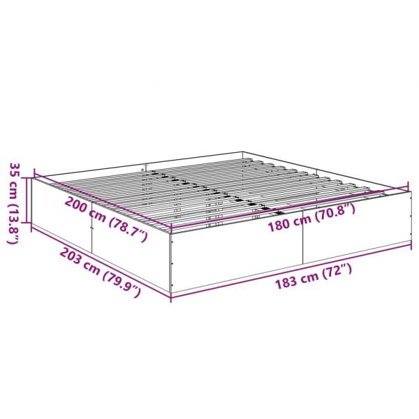 Bettgestell Grau Sonoma 180x200 cm Holzwerkstoff