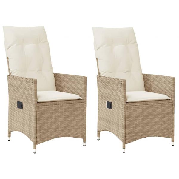 ARDEBO.de - Gartensessel mit Kissen 2 Stk. Verstellbar Beige Poly Rattan