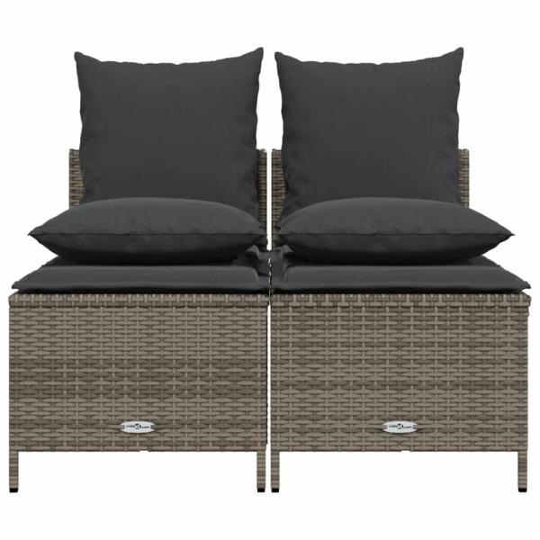 4-tlg. Garten-Sofagarnitur mit Kissen Grau Poly Rattan