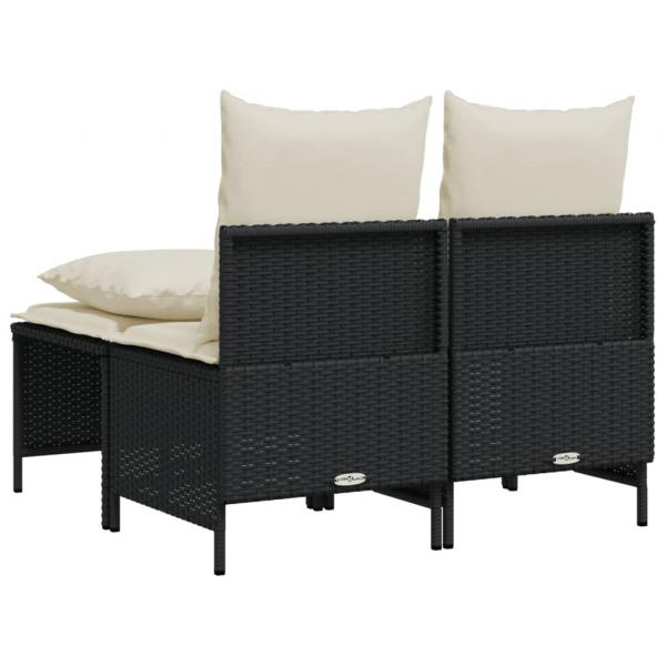 4-tlg. Garten-Sofagarnitur mit Kissen Schwarz Poly Rattan