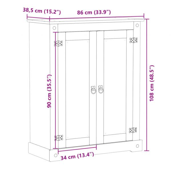 Schuhschrank Corona 86x38,5x108 cm Massivholz Kiefer