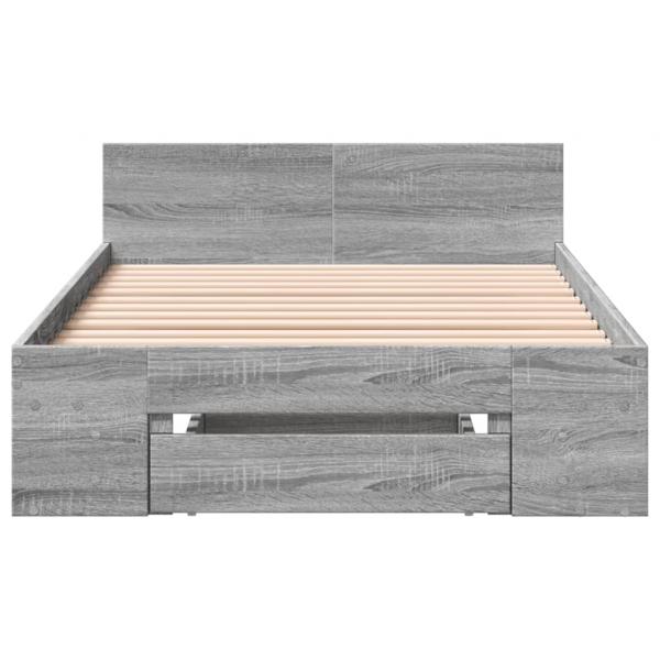 Bettgestell mit Schublade Grau Sonoma 75x190 cm Holzwerkstoff