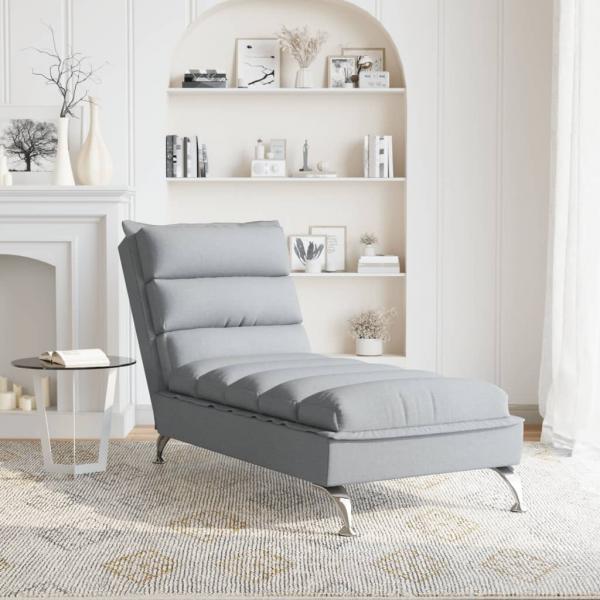 Chaiselongue mit Kissen Hellgrau Stoff