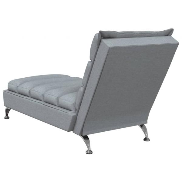 Chaiselongue mit Kissen Hellgrau Stoff