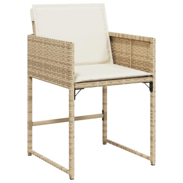 7-tlg. Garten-Essgruppe mit Kissen Beige Poly Rattan