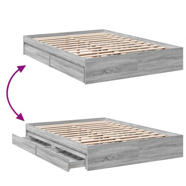 Bettgestell mit Schubladen Grau Sonoma 120x190 cm Holzwerkstoff