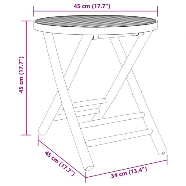 Gartentisch Klappbar Ø45x45 cm Bambus