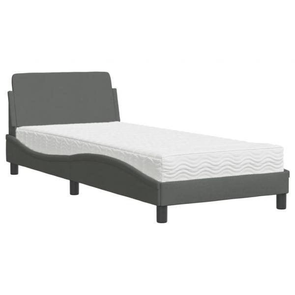 Bett mit Matratze Dunkelgrau 90x190 cm Stoff