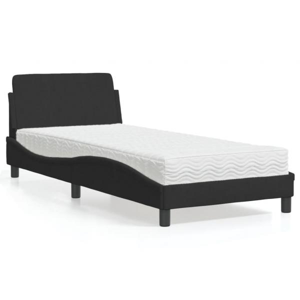 ARDEBO.de - Bett mit Matratze Schwarz 90x190 cm Samt