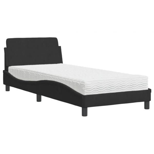 Bett mit Matratze Schwarz 90x190 cm Samt