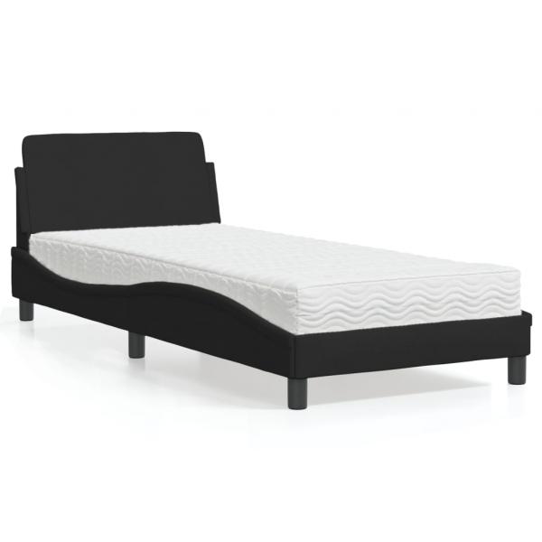 ARDEBO.de - Bett mit Matratze Schwarz 90x200 cm Stoff