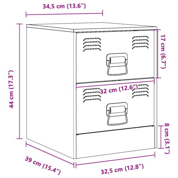 Nachttische 2 Stk. Rosa 34,5x39x44 cm Stahl