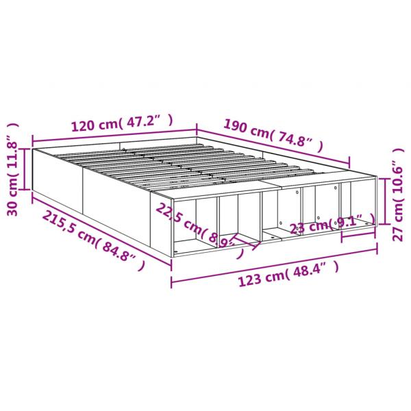 Bettgestell Räuchereiche 120x190 cm Holzwerkstoff