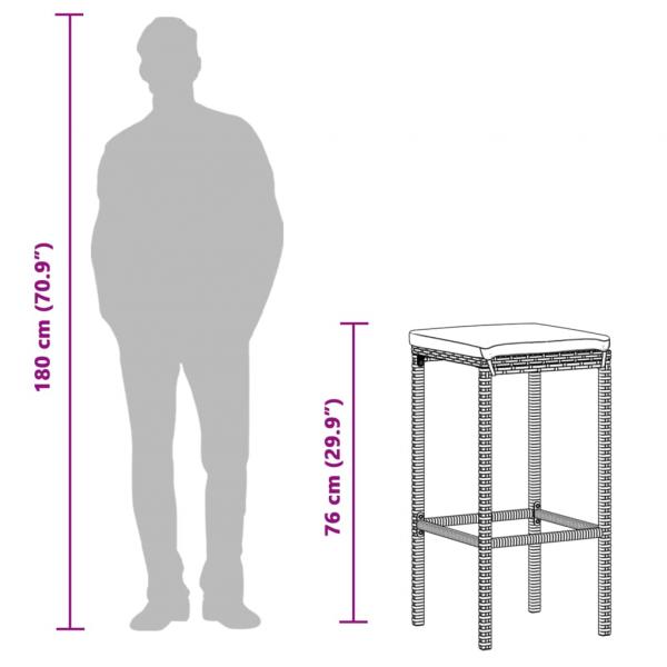 3-tlg. Gartenbar-Set Grau Massivholz Akazie und Poly Rattan