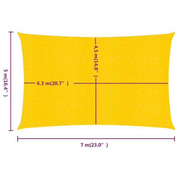 Sonnensegel 160 g/m² Rechteckig Gelb 5x7 m HDPE