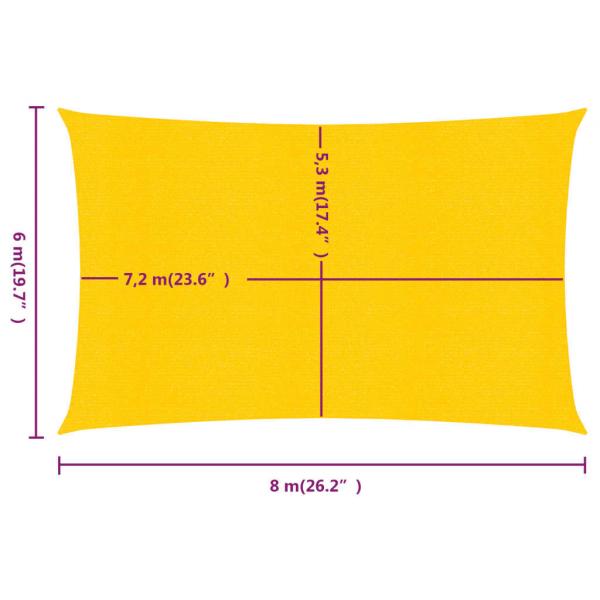 Sonnensegel 160 g/m² Rechteckig Gelb 6x8 m HDPE