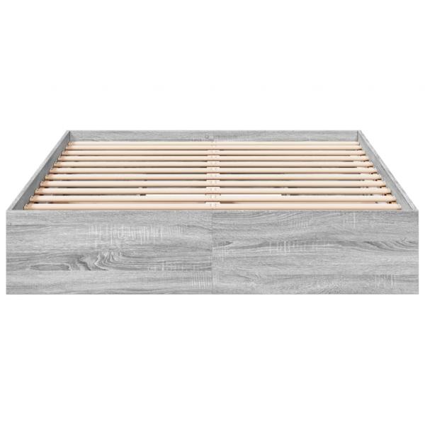 Bettgestell mit Schubladen Grau Sonoma 135x190 cm Holzwerkstoff