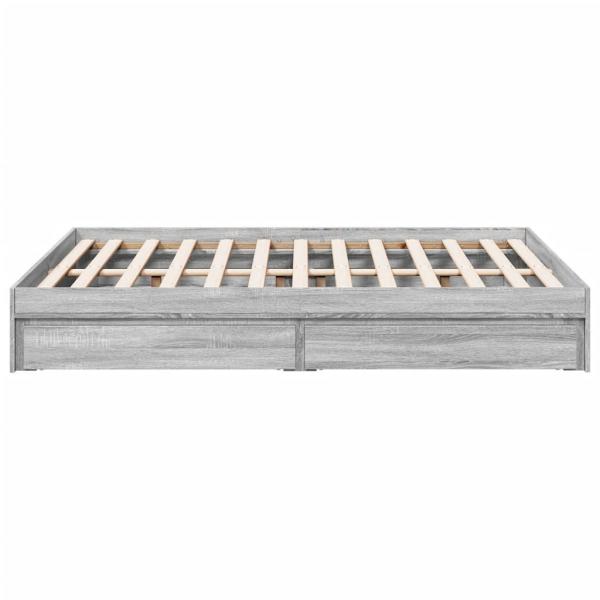 Bettgestell mit Schubladen Grau Sonoma 135x190 cm Holzwerkstoff