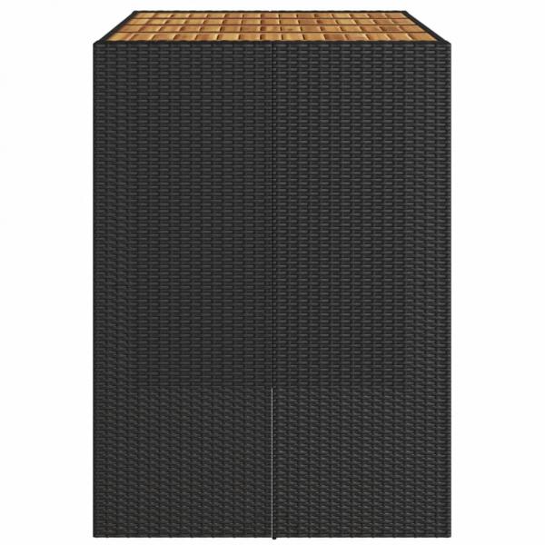 Gartentisch mit Holzplatte Schwarz 145x80x110 cm Poly Rattan