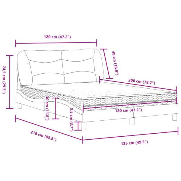 Bett mit Matratze Grau 120x200 cm Kunstleder