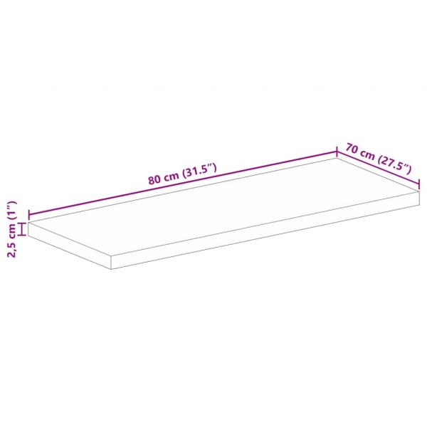 Tischplatte 80x70x2,5 cm Rechteckig Massivholz Akazie