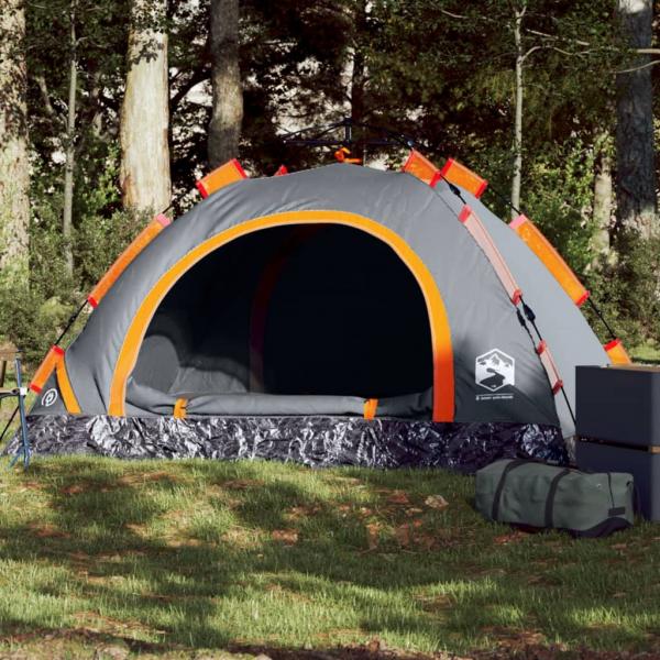 ARDEBO.de - Campingzelt 2 Personen Grau und Orange Quick Release