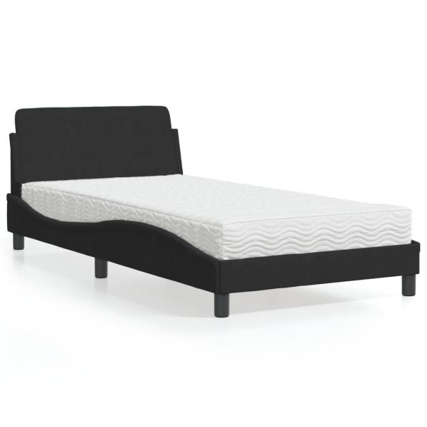 ARDEBO.de - Bett mit Matratze Schwarz 100x200 cm Samt