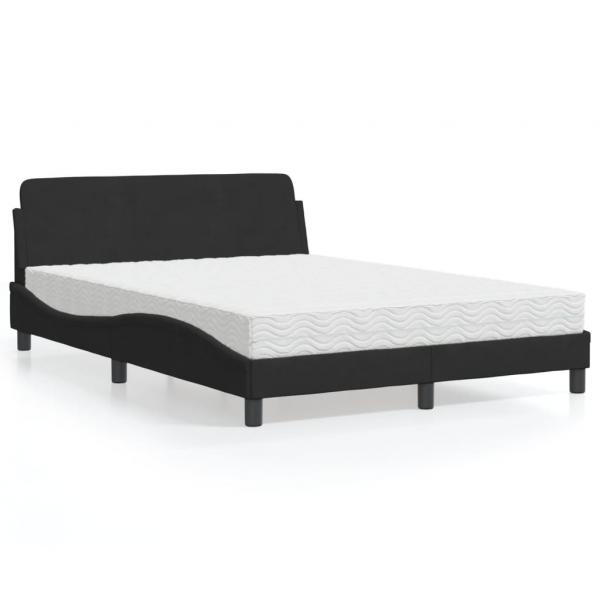 ARDEBO.de - Bett mit Matratze Schwarz 140x190 cm Samt