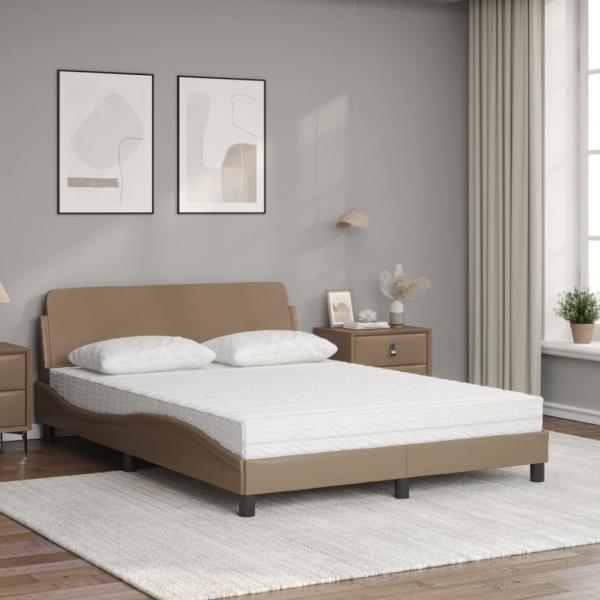 Bett mit Matratze Cappuccino-Braun 140x190 cm Kunstleder