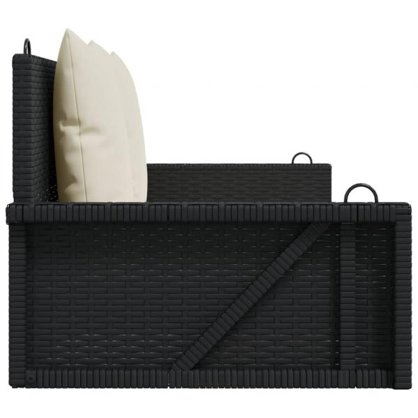 Hängebank mit Kissen Schwarz 119x56x48 cm Poly Rattan